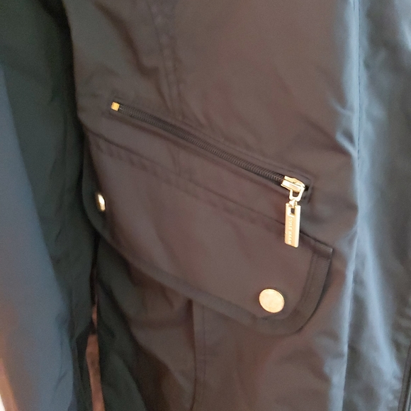 Cole Haan black hooded long trench rain coat - Picture 4 of 15